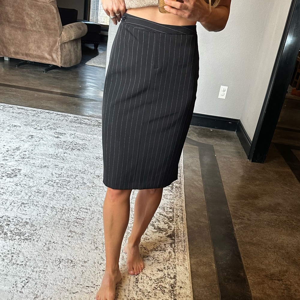 Wet Seal Charcoal Pinstripe Pencil Skirt